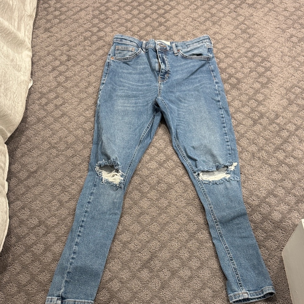 Topshop Light Blue Ripped Skinny Jeans